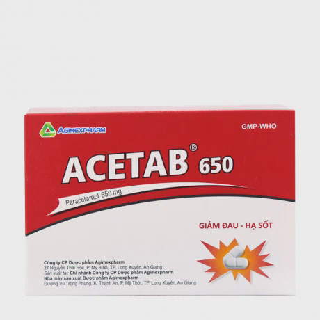 Thuốc Acetab 650mg điều trị các triệu chứng đau đầu và sốt (10 vỉ x 10 viên)
