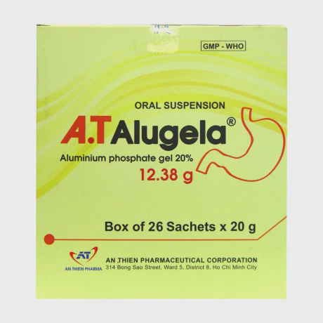 Hỗn dịch uống A.T Alugela 20% trị viêm loét dạ dày, viêm thực quản (hộp 26 gói)