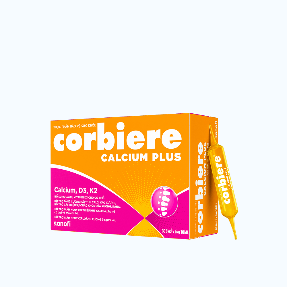 Thuốc Corbiere Calcium Plus Sanofi hỗ trợ hấp thu canxi (30 ống x 10ml)