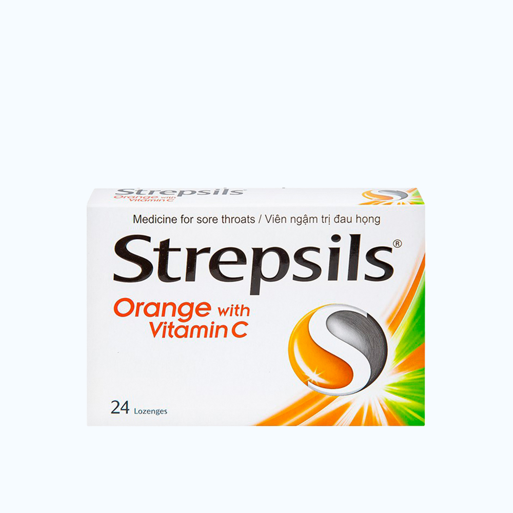 Viên ngậm Strepsils Orange & Vita C trị đau họng (2 vỉ x 12 viên)