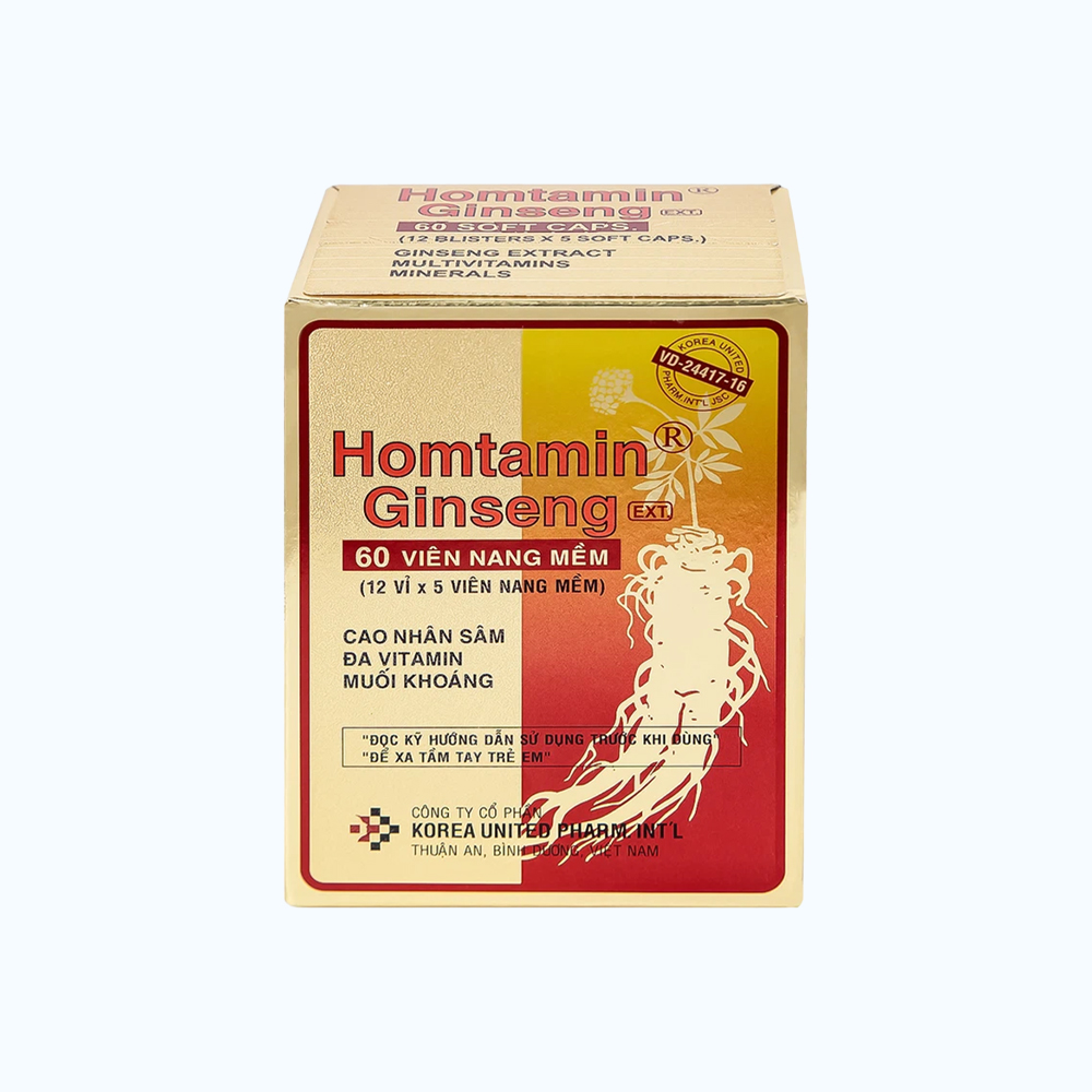 Thuốc bổ Homtamin Ginseng cung cấp vitamin, giảm mệt mỏi (Hộp 12 vỉ x 5 viên)