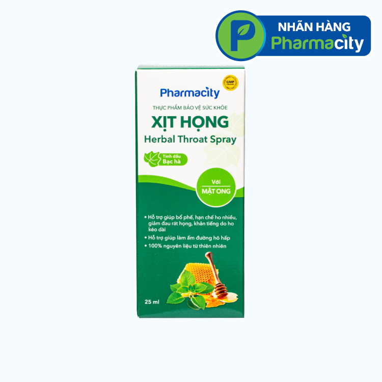 Xịt họng Pharmacity Herbal Throat Spray dịu họng, giảm ho (25ml)