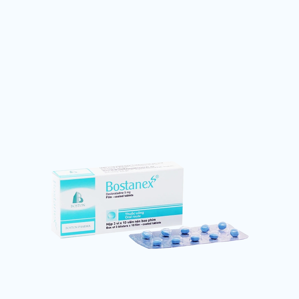 Bostanex 5mg giảm triệu chứng viêm mũi dị ứng, nổi mày đay (3 vỉ x 10 viên)