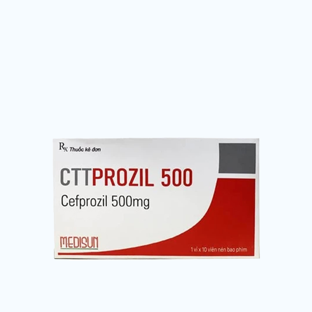 Prozil Viên nén CTTPROZIL 500MG kháng sinh điều trị nhiễm khuẩn (1 vỉ x 10 viên)