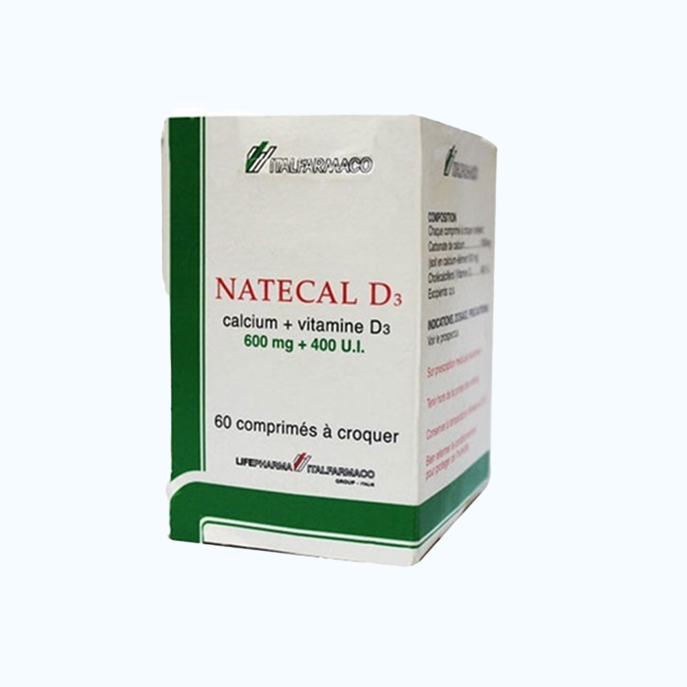 Natecal D3 (hop/60vien) phòng ngừa, trị loãng xương, còi xương