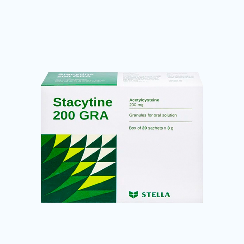 Thuốc Stacytine 200mg Stella tiêu nhầy, loãng đàm, giảm ho (10 vỉ x 10 viên)