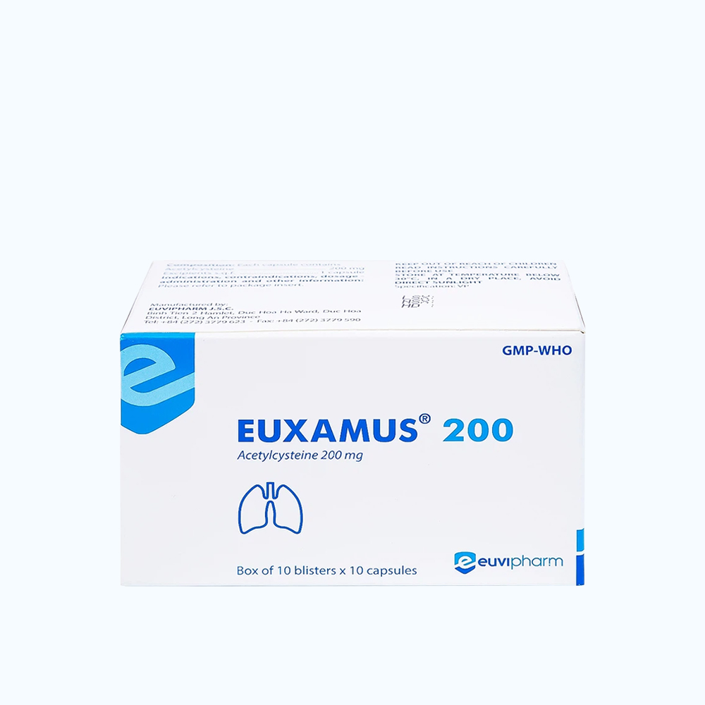 Thuốc Euxamus 200 giảm ho, tiêu nhầy hiệu quả (10 vỉ x 10 viên)