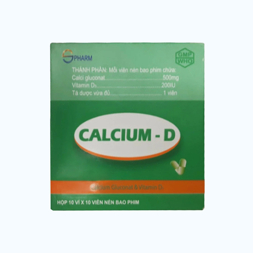Thuốc Calcium-D 500mg /200IU bổ sung calci, D3, ngừa còi xương, loãng xương (10 vỉ x 10 viên)