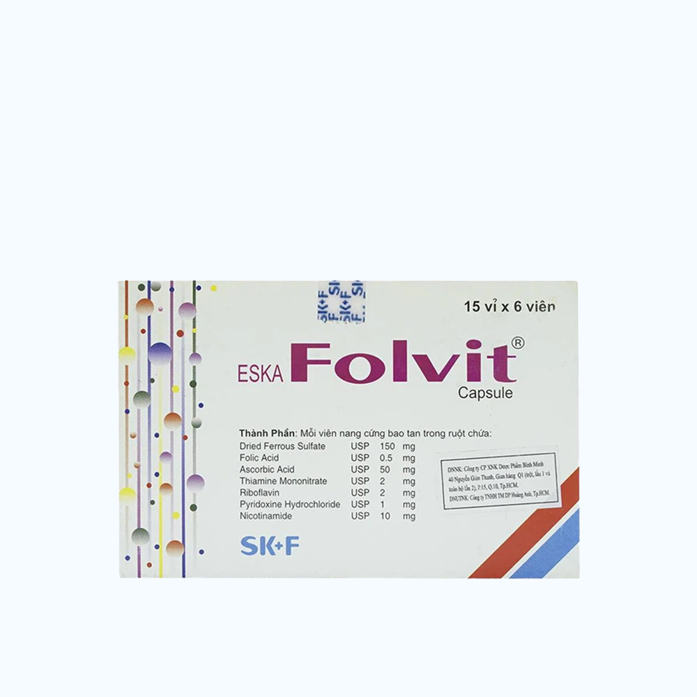 Eska FOlVit điều trị thiếu máu do thiếu sắt (15 Vỉ x 6 Viên)