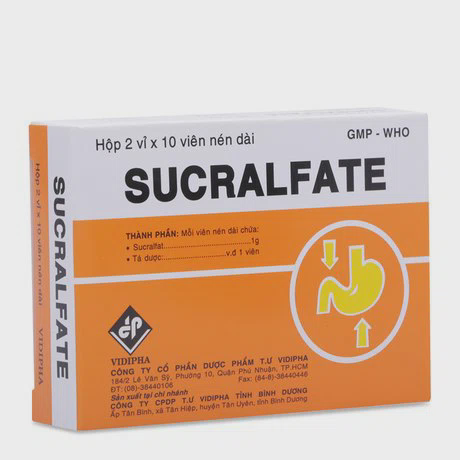 Thuốc Sucralfate 1g trị viêm loét dạ dày, tá tràng (2 vỉ x 10 viên)