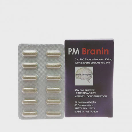 Thuốc PM Branin cải thiện và duy trì chức năng não, trí nhớ, khả năng học tập (5 vỉ x 12 viên)