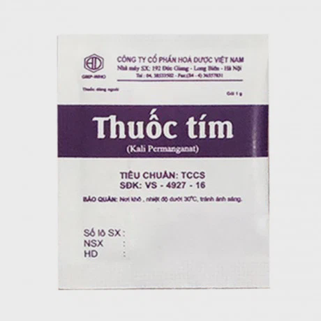 Thuốc tím Thuốc tím làm sạch vết thương, vết loét, chàm cấp tính (Gói 1g)