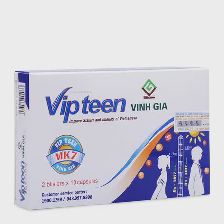Viên uống Vipteen (Hộp 20 viên) giúp hỗ trợ phát triển chiều cao và trí tuệ