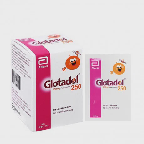 Glotadol 250mg (Hộp 20 gói) hỗ trợ hạ sốt, giảm đau