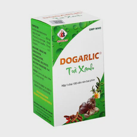 Thuốc Dogarlic Trà Xanh điều trị tăng lipid máu, phòng ngừa xơ vữa động mạch (chai 100 viên)