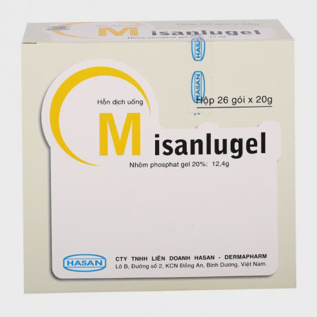 Hỗn dịch uống Misanlugel 20% trị viêm thực quản, viêm dạ dày, loét dạ dày – tá tràng (hộp 26 gói)