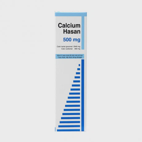 Calcium Hasan 500mg bổ sung calci, trị loãng xương, còi xương (Tuýp 20 viên)