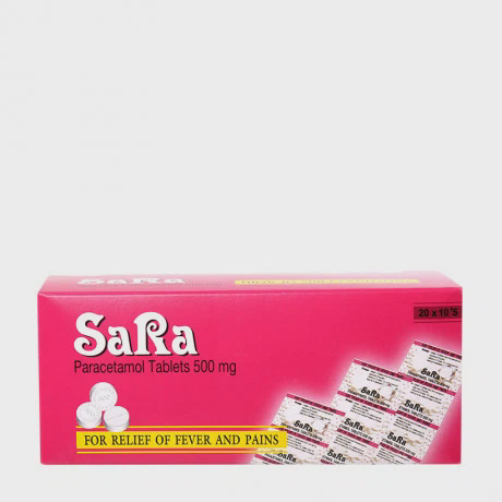 Thuốc Sara 500mg giúp giảm đau và hạ sốt từ nhẹ đến vừa (20 vỉ x 10 viên)