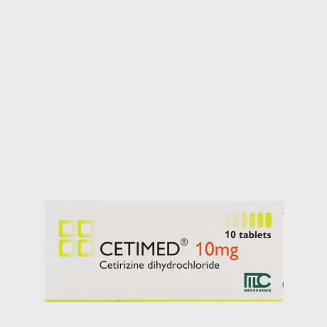 Thuốc Cetimed 10mg điều trị triệu chứng viêm mũi dị ứng (1 vỉ x 10 viên)