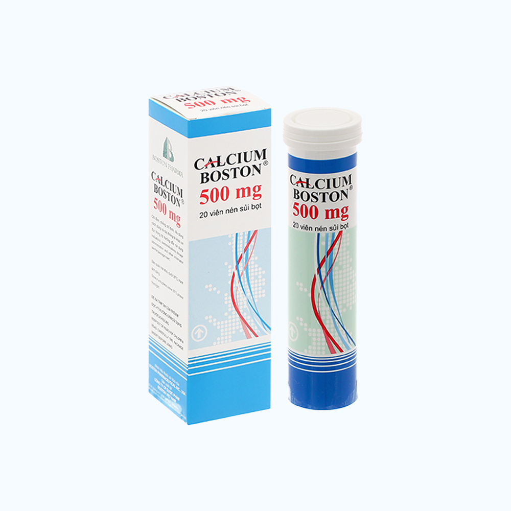 CalciumBoston 500mg bổ sung calci, ngừa loãng xương, còi xương (tuýp 20 viên)