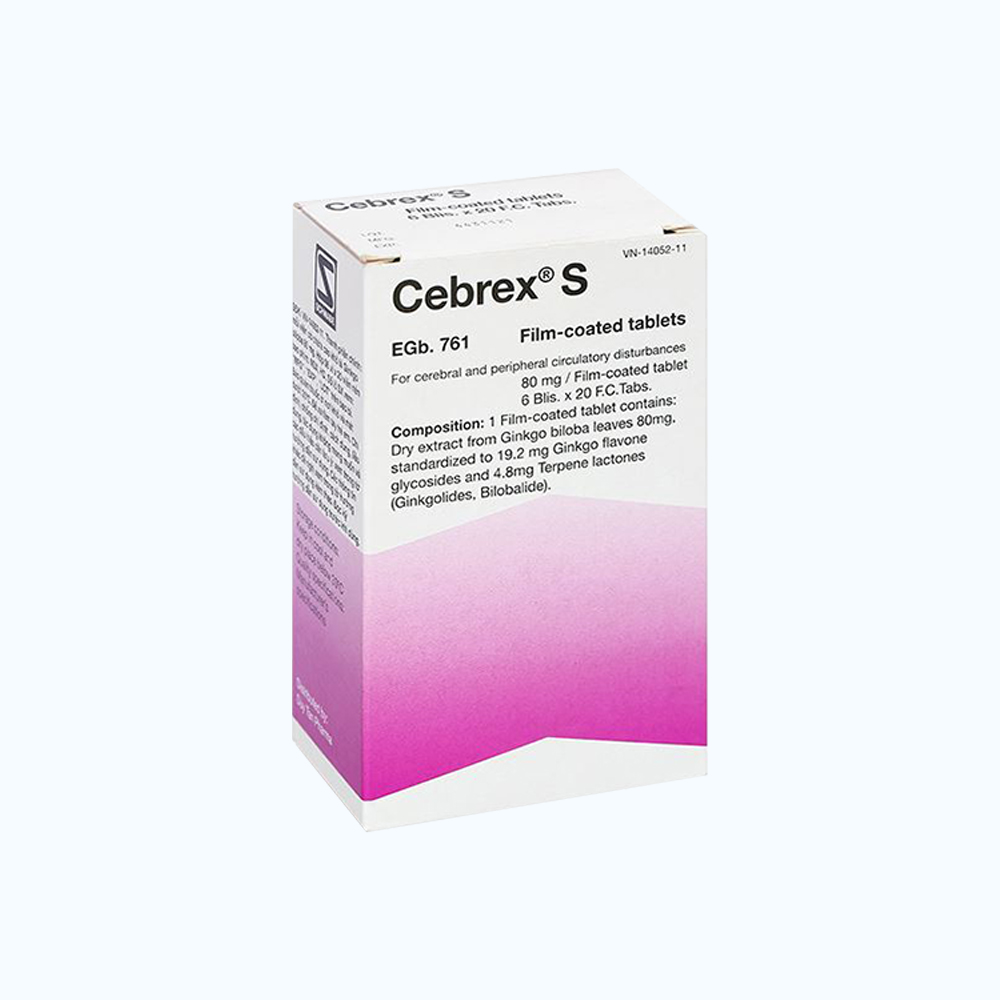 Thuốc Cebrex S 80mg trị suy giảm trí nhớ (6 vỉ x 20 viên)
