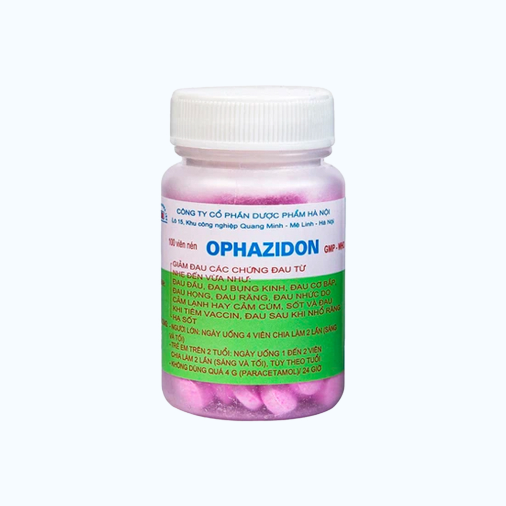 Thuốc OPHAZIDON 250mg/10mg làm giảm đau các cơn đau, hạ sốt (chai 100 viên)