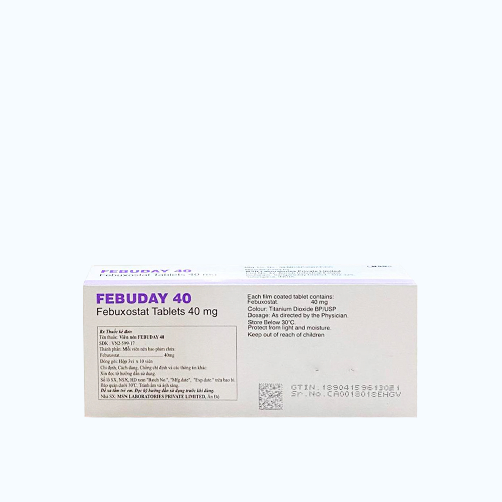Febunday Febuday 40mg điều trị gout hạ acid uric máu (hộp 30 viên)