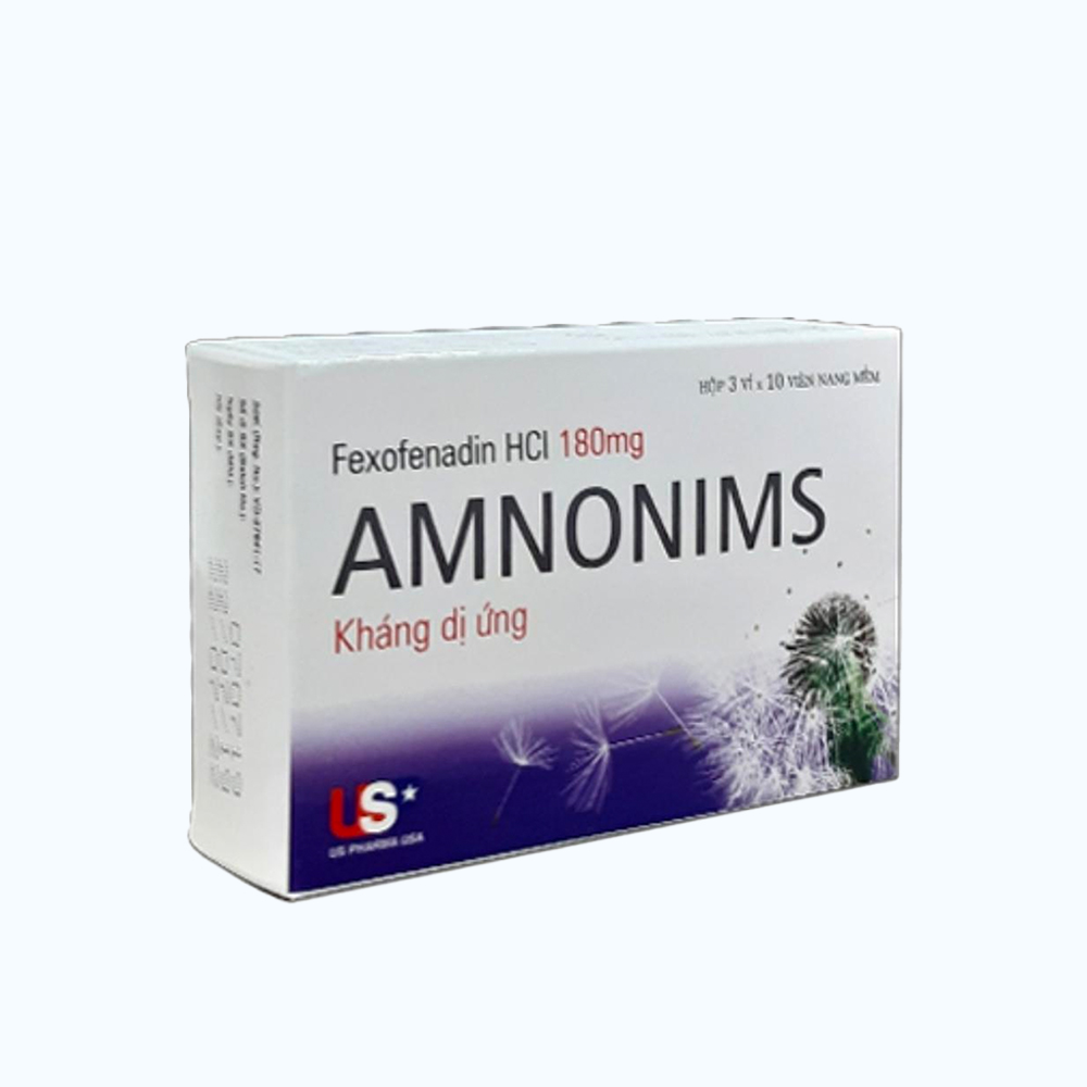 Thuốc Amnonims 180mg điều trị các chứng của viêm mũi dị ứng, mề đay (3 vỉ x 10 viên)
