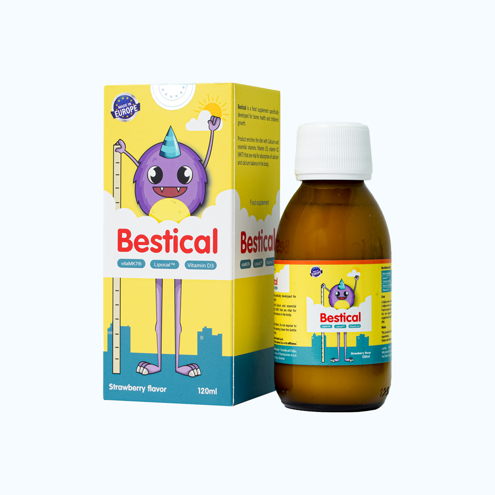 Siro Bestical (Chai 120ml) bổ sung Canxi, Vitamin D3 và K2 cho trẻ