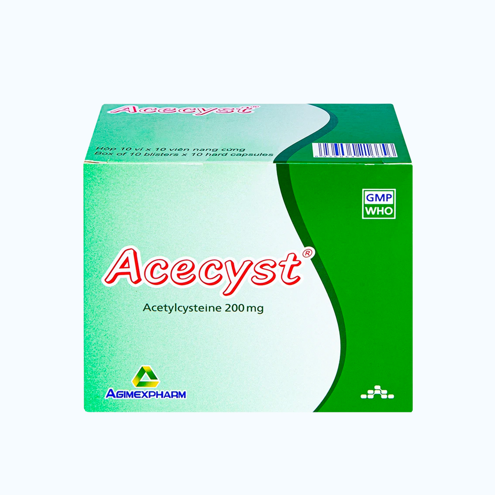 Thuốc Acecyst 200ng tiêu nhầy, loãng đàm, giảm ho (10 vỉ x 10 viên)
