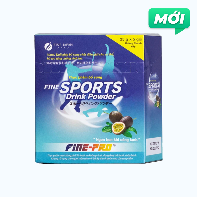 Bột điện giải Fine Sports Drink hương chanh dây giúp bù nước (Hộp 5 gói x 25g)