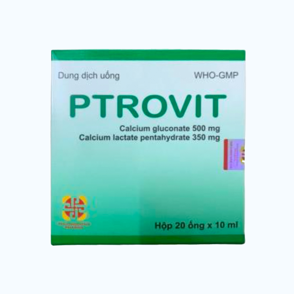 PtroVit điều trị loãng xương, còi xương (Hop 20 ong x 10ml)