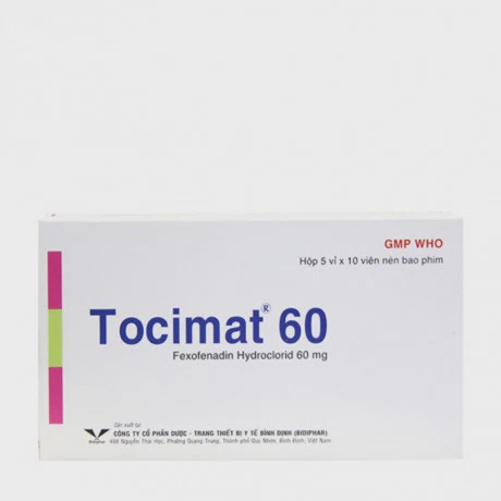 Thuốc Tocimat 60mg trị viêm mũi dị ứng, mày đay (5 vỉ x 10 viên)
