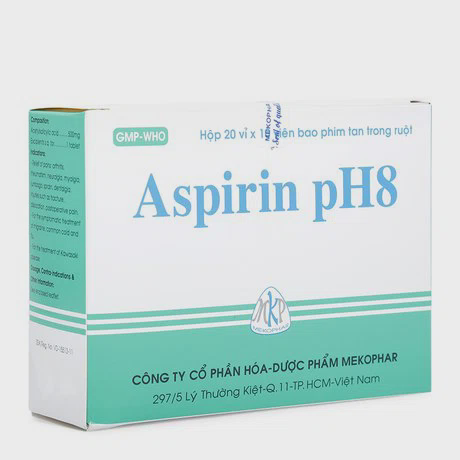 Viên nén bao phim Aspirin pH8 giảm triệu chứng đau, kháng viêm (20 vỉ x 10 viên)