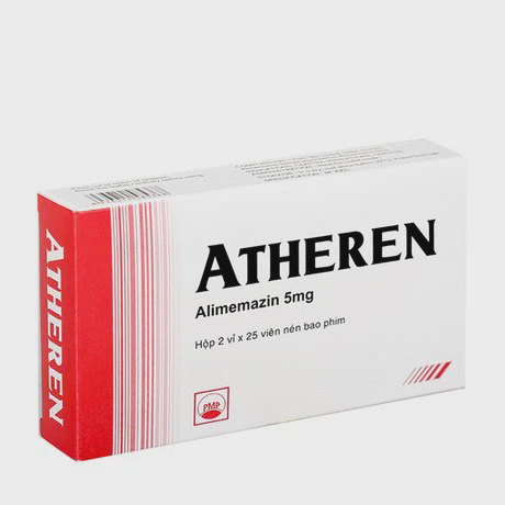 Thuốc Atheren 5mg điều trị triệu chứng dị ứng, mất ngủ (2 vỉ x 25 viên)