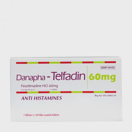 Thuốc Telfadin Danapha 60mg điều trị viêm mũi dị ứng, mày đay (1 vỉ x 10 viên)