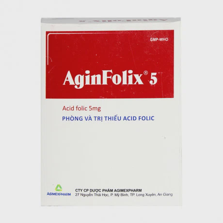 Thuốc Aginfolix 5mg điểu trị và phòng tình trạng thiếu acid folic (10 vỉ x 10 viên)