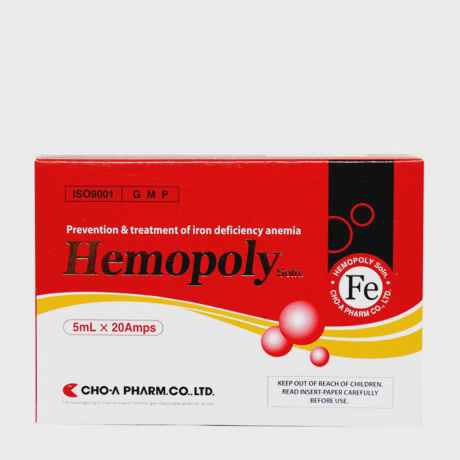 Thuốc Hemopoly điều trị thiếu máu do thiếu sắt, bổ sung sắt (20 ống x 5ml)