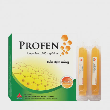 Hỗn dịch uống Profen Ibuprofen100mg/10ml CPC1HN giảm đau, hạ sốt ở trẻ em (2 vỉ x 5 ống)