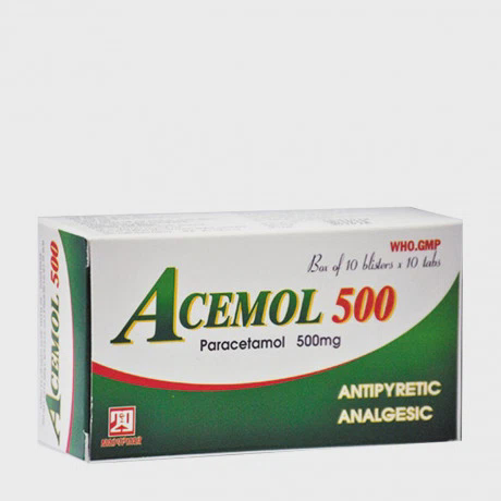 Thuốc Acemol 500 Nadyphar hạ sốt, giảm đau (10 vỉ x 10 viên)
