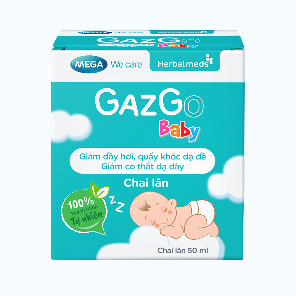 Gazgo Baby 200mg điều trị đầy hơi, chướng bụng, khó tiêu (hộp 30 viên)