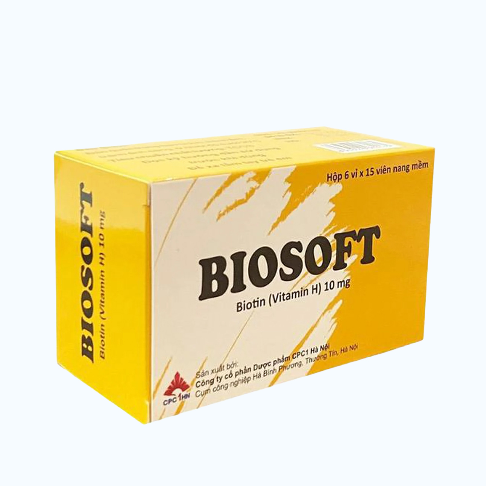 Thuốc Biosoft 10mg CPC1HN điều trị biến chứng và phòng bệnh do thiếu hụt Biotin (6 vỉ x 15 viên)