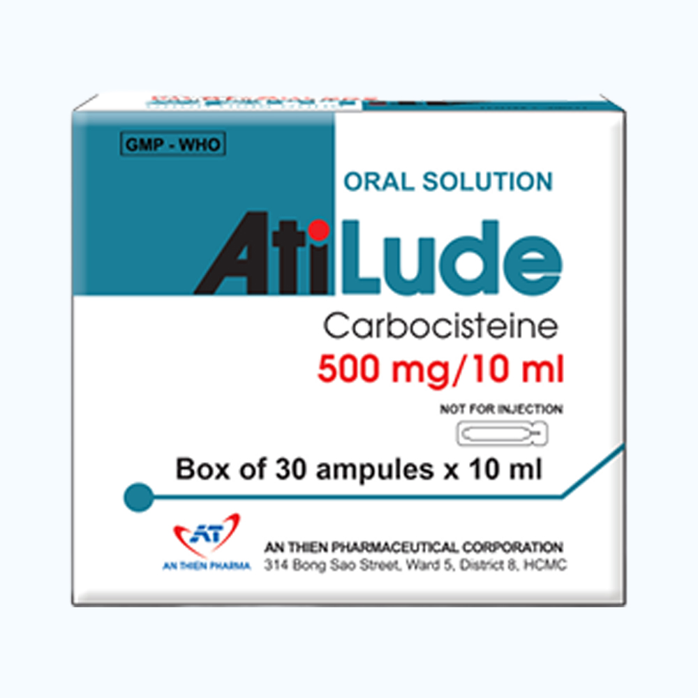 Thuốc AtiLude 500mg/10ml điều trị rối loạn đường hô hấp (Hộp 30 ống)