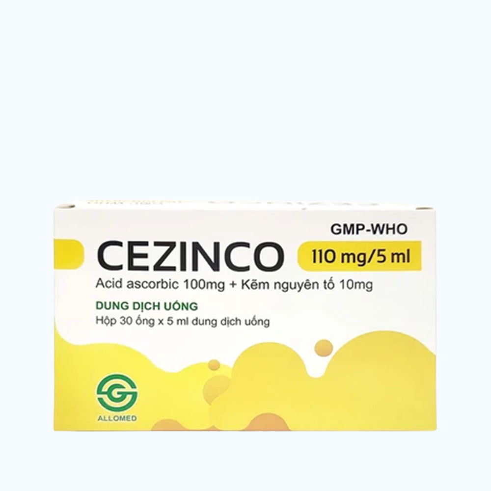 Thuốc CEZINCO ALLOMED 110mg/5ml điều trị thiếu viatmin C hoặc Kẽm ( Hộp 30 Ống)