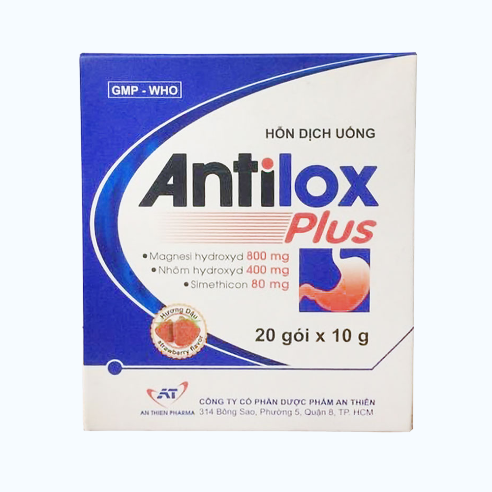 Thuốc Antilox Plus điều trị viêm dạ dày, viêm loét tá tràng (20 gói x 10g/hộp)