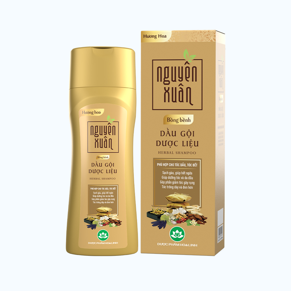 Dầu gội dược liệu Nguyên Xuân vàng giảm gãy rùng, da đầu dầu (chai 250ml/260g)