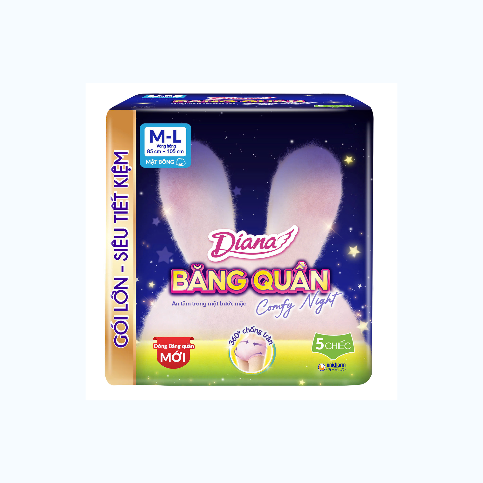Băng quần Diana Comfy Night Size M-L chống tràn 360° (5 chiếc/gói)