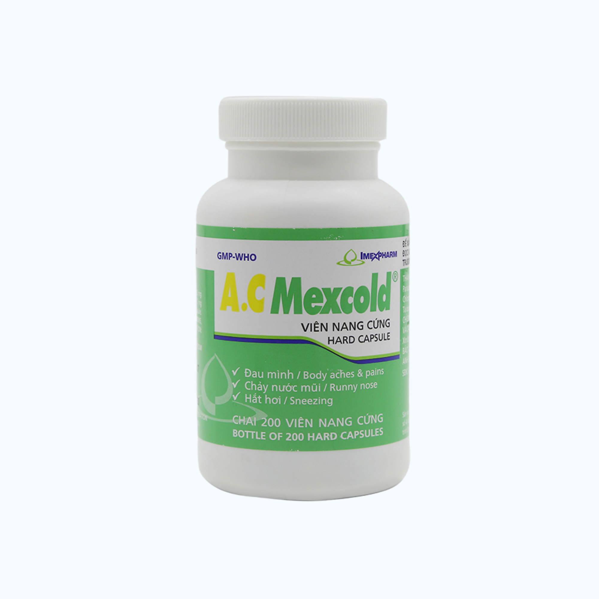 Thuốc A.C Mexcold điều trị các triệu chứng cảm cúm (chai 200 viên)