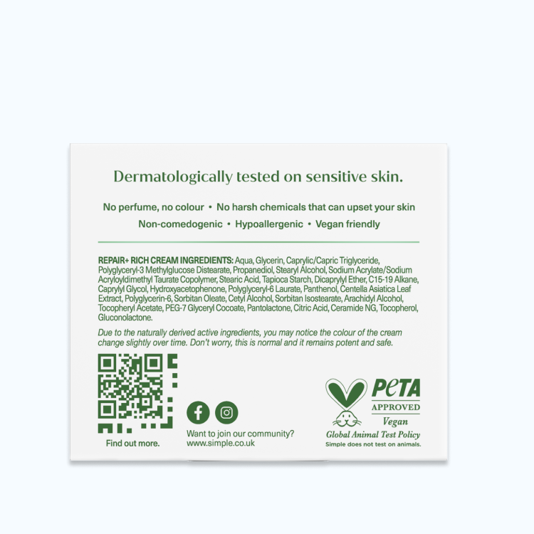 Kem dưỡng Simple cho da nhạy cảm giúp cải thiện hàng rào bảo vệ da