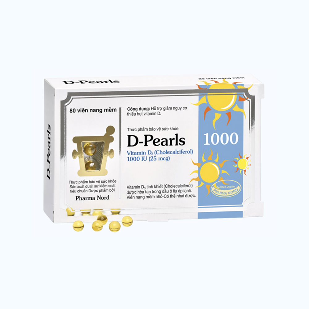 Thực phẩm bảo vệ sức khỏe Pharma Nord D-Pearls bổ sung D3 1000 IU (Hộp 80 Viên)